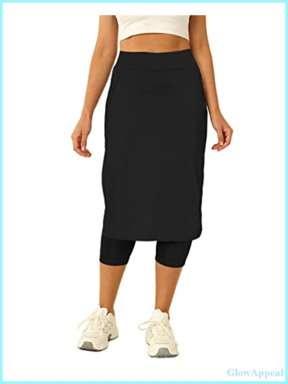 Women's Tennis Skirt with Capris Leggings Knee Length Skorts Athletic Skirt